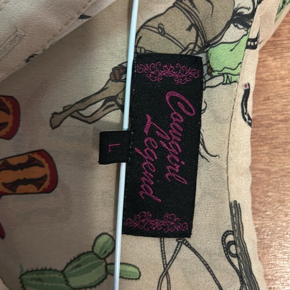 Cowgirl Legends Cowboy rodeo print sleeveless top size large with vintage vibes - Picture 4 of 5